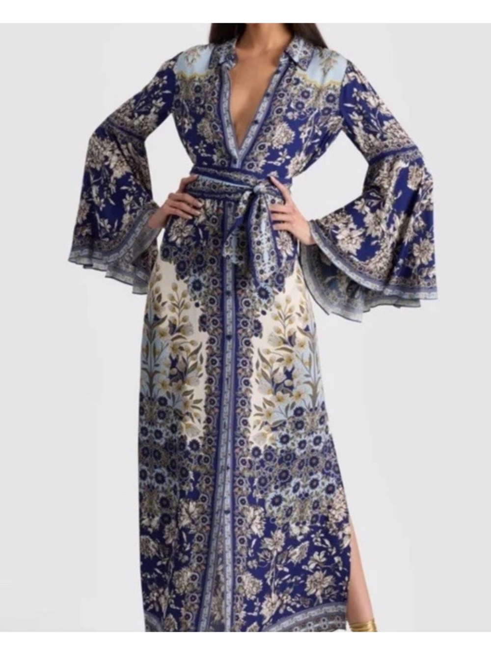 Alice + Olivia Chassidy Bell Sleeve Shirtdress In Forevermore NWT Sz M $660